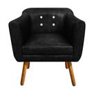 Poltrona Sala Decorativa com Strass Julia Pé Palito Castanho Sintético Pu Preto M11 DRossi