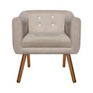 Poltrona Sala Decorativa com Strass Julia Pé Palito Castanho Suede Bege M11 DRossi