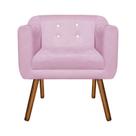 Poltrona Sala Decorativa com Strass Julia Pé Palito Castanho Suede Rosa Bebê M11 DRossi