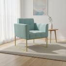 Poltrona Sala Decorativa Elisa Base Industrial Dourada Cotelê Ext/Veludo Menta D03 - D Rossi