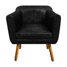 Poltrona Sala Decorativa Julia Pé Palito Castanho Sintético PU Preto M11 DRossi