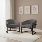 Poltrona Sala Decorativa Kit 2 Arielle Industrial Preto Sintético D03 - D Rossi