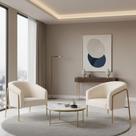 Poltrona Sala Decorativa Kit 2 Stella Base Alta Tubo Dourado Veludo Cotelê D03 - D Rossi
