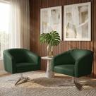 Poltrona Sala Decorativa Kit 2 Stella Giratória Cromada Sintético PU Verde D03 - D Rossi