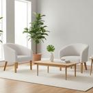 Poltrona Sala Decorativa Kit 2 Stella Pé Madeira Trapézio Castanho Linho Cinza D03 - D Rossi