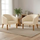 Poltrona Sala Decorativa Kit 2 Stella Pé Madeira Trapézio Castanho Sintético PU Bege D03 - D Rossi