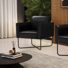 Poltrona Sala Decorativa Marisa Base Aço Industrial X Preto Sintético PU D03 - D'Rossi