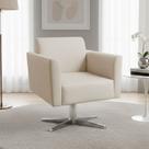 Poltrona Sala Decorativa Marisa Giratória Cromada Suede Bege D03 - D'Rossi