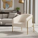 Poltrona Sala Decorativa Stella Base Alta Tubo Dourado Veludo Cotelê D03 - D Rossi