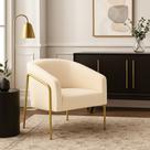 Poltrona Sala Decorativa Stella Base Alta Tubo Dourado Veludo D03 - D Rossi
