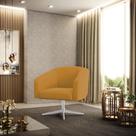 Poltrona Sala Decorativa Stella Base Giratória Cromada Veludo Mostarda D03 - D Rossi