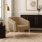 Poltrona Sala Industrial Alta Champanhe Stella Suede Marrom Rato D03 - D'rossi