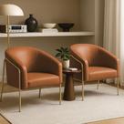 Poltrona Sala Industrial Alta Dourado Kit 2 Stella Sintético PU D03 - D Rossi Poltrona Sala Industrial Alta Dourado Kit 2 Stella Sintético PU D03 - D Rossi