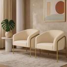 Poltrona Sala Industrial Alta Dourado Kit 2 Stella Suede Bege D03 - D Rossi Poltrona Sala Industrial Alta Dourado Kit 2 Stella Suede Bege D03 - D Rossi