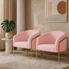 Poltrona Sala Industrial Alta Dourado Kit 2 Stella Suede Rosa Bebê D03 - D Rossi Poltrona Sala Industrial Alta Dourado Kit 2 Stella Suede Rosa Bebê D03 - D Rossi