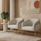 Poltrona Sala Industrial Alta Dourado Kit 2 Stella Veludo Cinza D03 - D'rossi