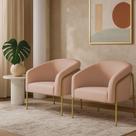 Poltrona Sala Industrial Alta Dourado Kit 2 Stella Veludo D03 - D'rossi Rose