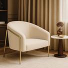 Poltrona Sala Industrial Alta Dourado Stella Bouclê Bege D03 - D'rossi