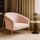 Poltrona Sala Industrial Alta Dourado Stella Bouclê Rosê D03 - D'rossi