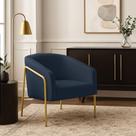 Poltrona Sala Industrial Alta Dourado Stella Suede D03 - D'rossi Cor Azul