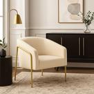 Poltrona Sala Industrial Alta Dourado Stella Suede D03 - D'rossi Cor Bege