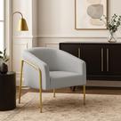 Poltrona Sala Industrial Alta Dourado Stella Suede D03 - D'rossi Cor Cinza