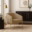 Poltrona Sala Industrial Alta Dourado Stella Suede D03 - D'rossi Cor Marrom Rato