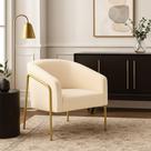 Poltrona Sala Industrial Alta Dourado Stella Veludo Bege D03 - D'rossi