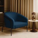 Poltrona Sala Industrial Alta Preto Stella Bouclê Azul Marinho D03 - D'rossi