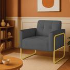 Poltrona Sala Industrial Alta Tubo Dourado Elisa Suede D03 - D'Rossi