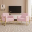 Poltrona Sala Industrial Alta Tubo Dourado Kit 2 Elisa Suede Rosa Bebê D03 - D Rossi Poltrona Sala Industrial Alta Tubo Dourado Kit 2 Elisa Suede Rosa Bebê D03 - D Rossi
