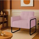 Poltrona Sala Industrial Alta Tubo Preto Elisa Bouclê D03 - D'rossi Cor Rose