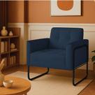 Poltrona Sala Industrial Alta Tubo Preto Elisa Suede D03 - D'rossi Cor Azul Marinho