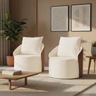 Poltrona Sala Orgânica Giratória Talita Kit 2 Pu Nozes e Linho K01 - D Rossi
