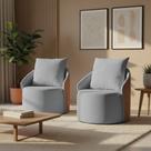 Poltrona Sala Orgânica Giratória Talita Kit 2 Pu Nozes e Linho K01 - D Rossi