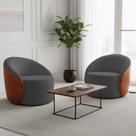 Poltrona Sala Orgânica Kit 2 Lua Fixa Sintético PU Nozes/Bouclê D03 - D'Rossi Poltrona Sala Orgânica Kit 2 Lua Fixa Sintético PU Nozes/Bouclê D03 - D'Rossi