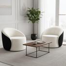 Poltrona Sala Orgânica Kit 2 Lua Giratória Sintético Pu Preto/bouclê D03 - D'rossi Cor Off White Poltrona Sala Orgânica Kit 2 Lua Giratória Sintético Pu Preto/bouclê D03 - D'rossi Cor Off White