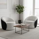 Poltrona Sala Orgânica Kit 2 Lua Giratória Sintético PU Preto/Bouclê D03 - D'Rossi Poltrona Sala Orgânica Kit 2 Lua Giratória Sintético PU Preto/Bouclê D03 - D'Rossi