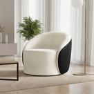 Poltrona Sala Orgânica Lua Fixa Sintético PU Preto/Bouclê Off White D03 - D Rossi