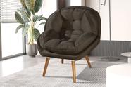 Poltrona Sênior Decorativa Pés Madeira Maciça Suede