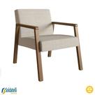Poltrona Slim Base Nogueira Algodão Bege Mescla - Ease