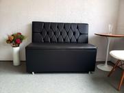 POLTRONA SOFA BOOTH PRETO CAPITONE A MÃO 1,10cm