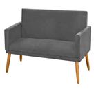 Poltrona Sofá Namoradeira 2 Lugares Simples para Sala Recepção Decorativa Suede Cinza Grafite