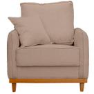Poltrona Sofa Sena Base de Madeira Luxo Conforto para Hotel e Sala Linho Bege Poltrona Sofa Sena Base de Madeira Luxo Conforto para Hotel e Sala Linho Bege