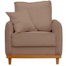 Poltrona Sofa Sena Base de Madeira Luxo Conforto para Hotel e Sala Linho Marrom Poltrona Sofa Sena Base de Madeira Luxo Conforto para Hotel e Sala Linho Marrom