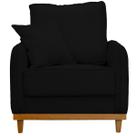 Poltrona Sofa Sena Base de Madeira Luxo Conforto para Hotel e Sala Linho Preto Poltrona Sofa Sena Base de Madeira Luxo Conforto para Hotel e Sala Linho Preto
