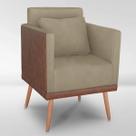 Poltrona Sofia Suede C/ Detalhes material sintético+ Almofada De Brinde Capuccino