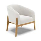 Poltrona Stella Bouclê Base Madeira Castanho - D'rossi Cor Off White