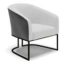 Poltrona Stella Corano Preto Com Linho Cinza A05 Base Industrial Preto - D'Rossi