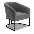 Poltrona Stella Corano Preto com Linho Grafite A26 Base Industrial Preto - D'Rossi